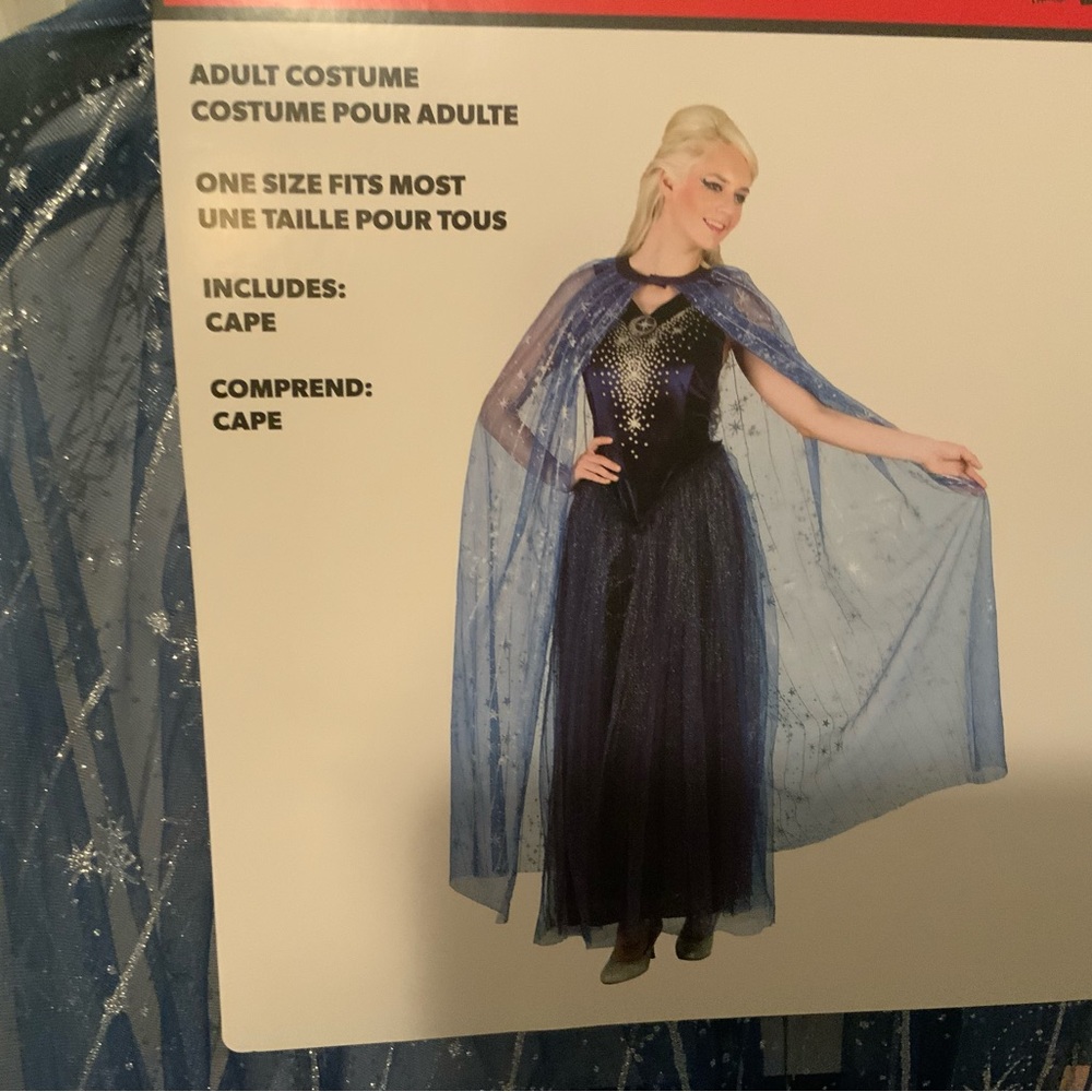 NWT WOMANS COSTUME. LOVELY DRESS WITH CAPE. Once in a blue moon.